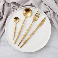 Luxuriöses, minimalistisches 24-teiliges Besteckset für ein gehobenes Tischambiente