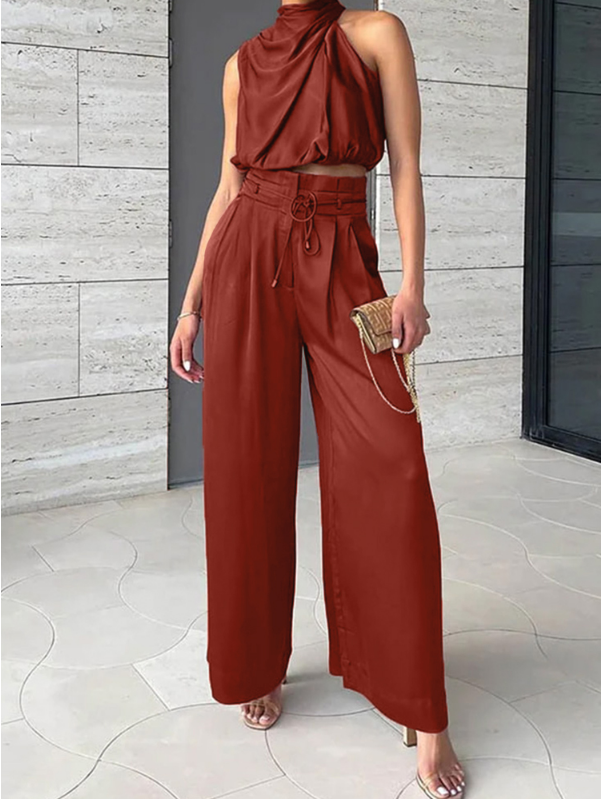 Luxuriöses zweiteiliges Set mit elegantem Top und Hose für Party und Alltag