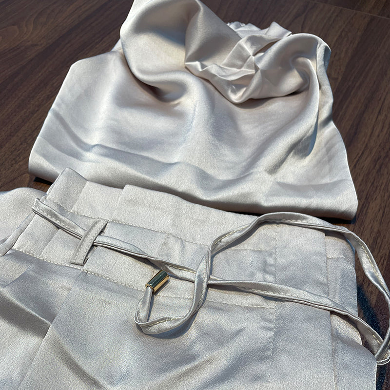 Luxuriöses zweiteiliges Set mit elegantem Top und Hose für Party und Alltag