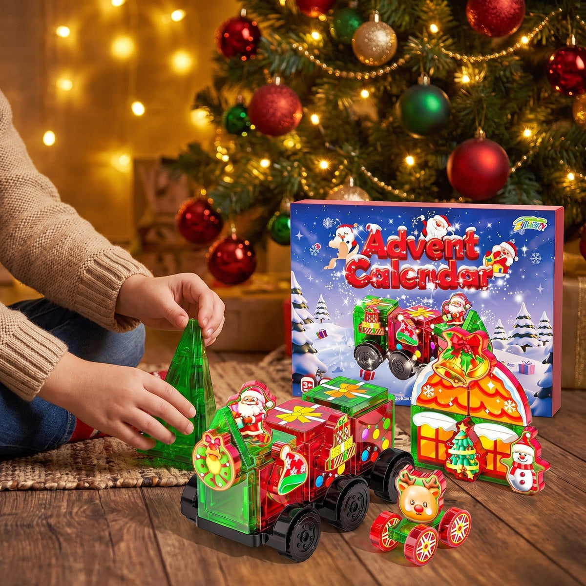 Magnetbausteine-Weihnachtszug-Adventskalender, 45 Teile