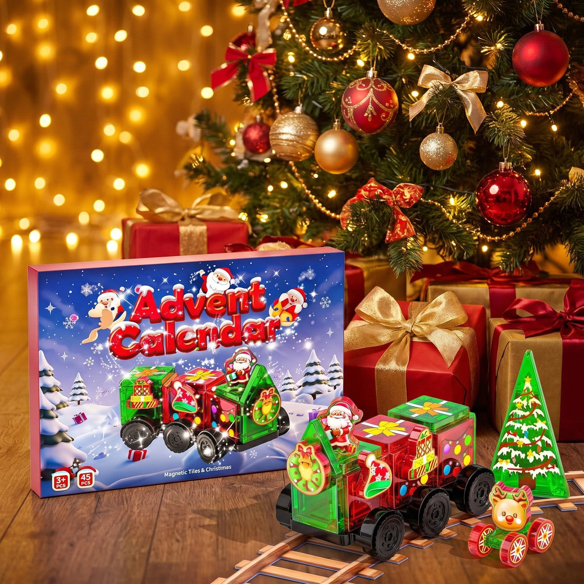Magnetbausteine-Weihnachtszug-Adventskalender, 45 Teile