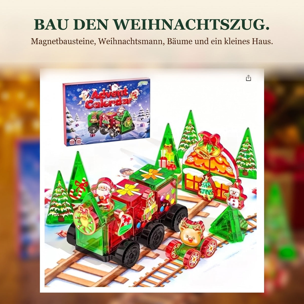 Magnetbausteine-Weihnachtszug-Adventskalender, 45 Teile