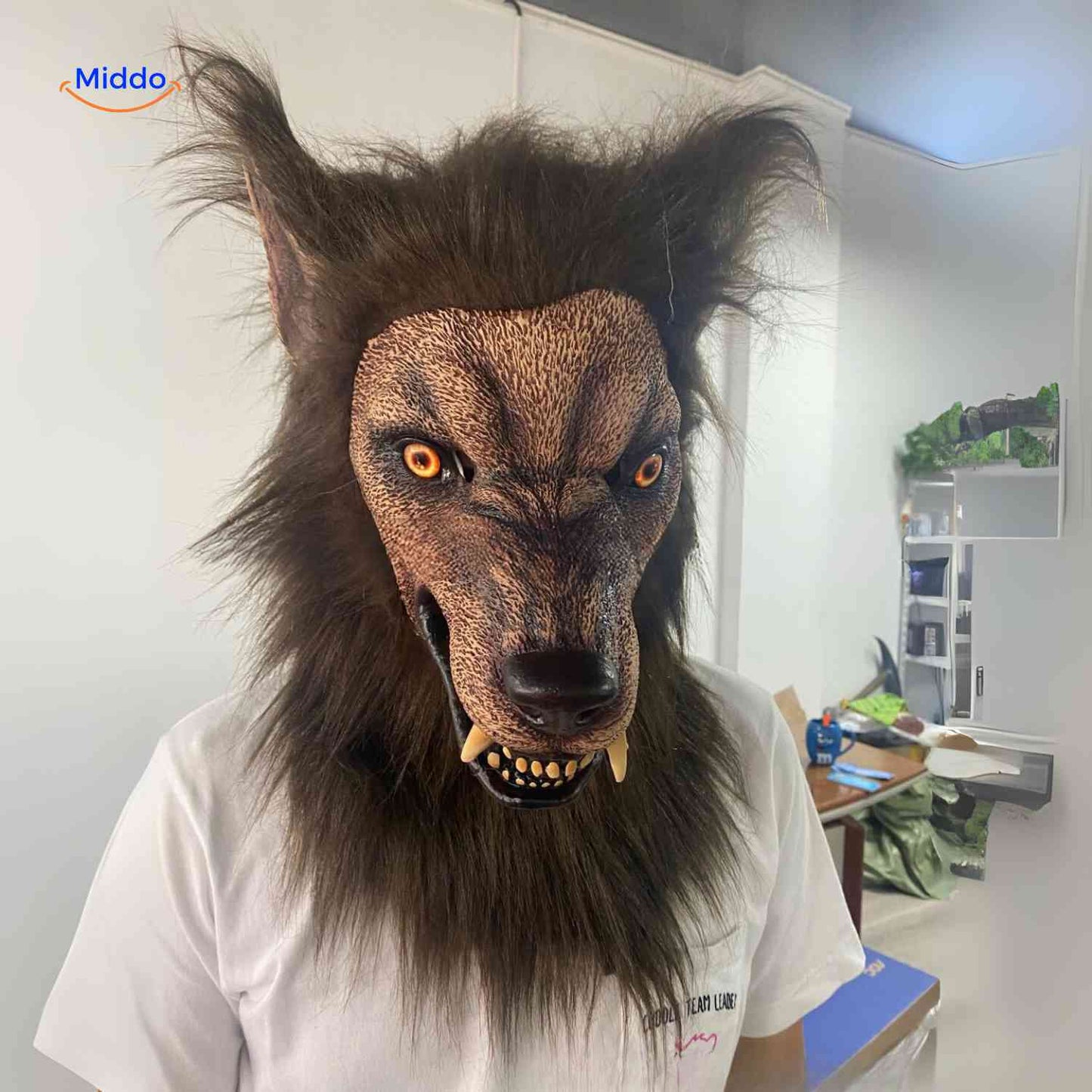 Maske | Wolfskopf aus Latex, leuchtend und ideal für Halloween