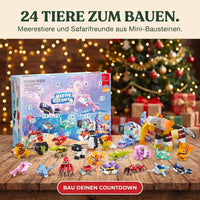 Meerestier-Adventskalender, 24 Tiere aus Bausteinen + großes Meerestier
