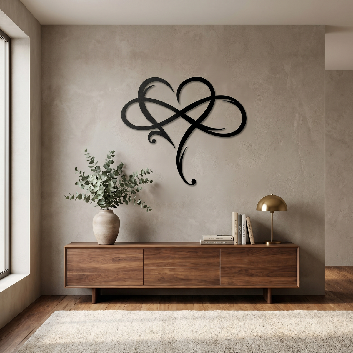 Metall-Wanddeko Unendliches Herz | Unendlichkeits- & Herzsymbol | Elegante Wanddekoration