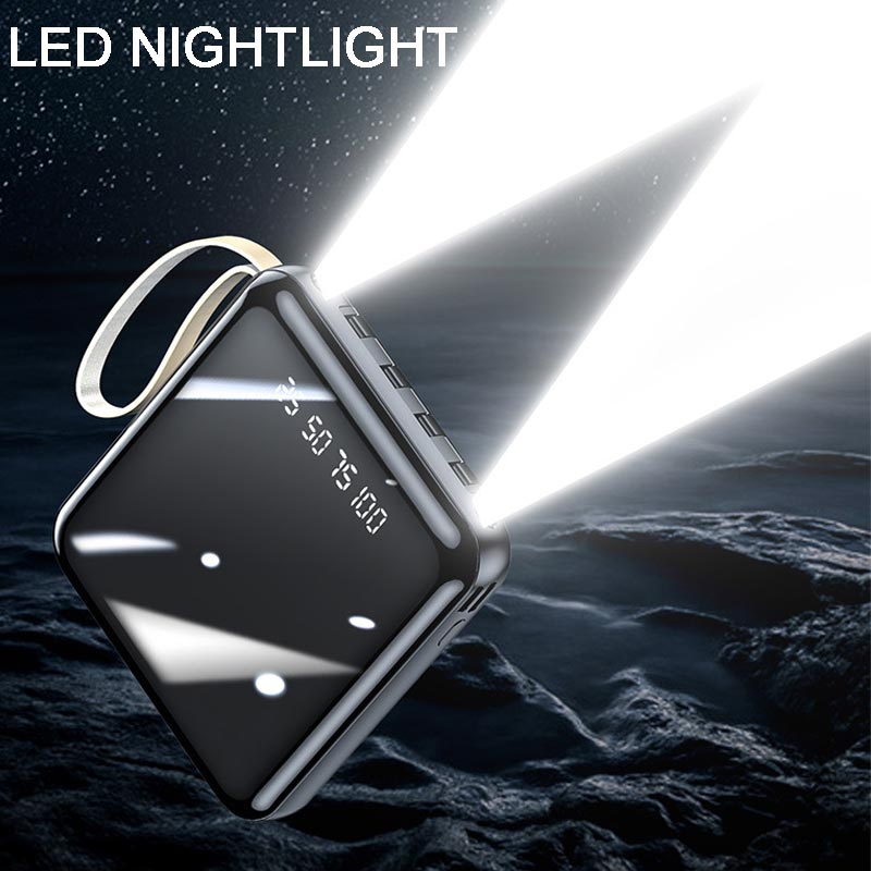 Mini-Powerbank 20.000 mAh mit integrierten Kabeln