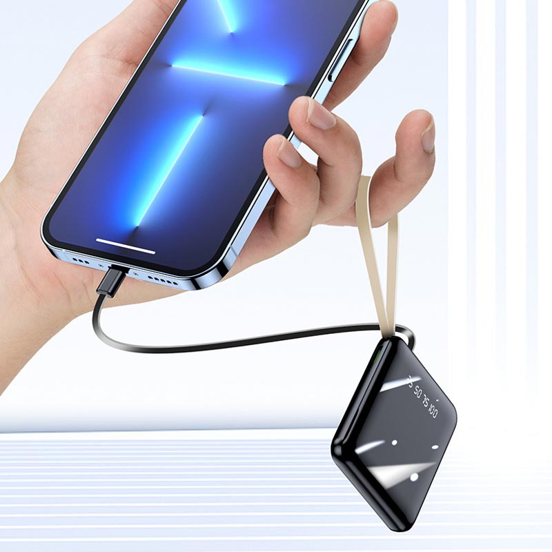 Mini-Powerbank 20.000 mAh mit integrierten Kabeln