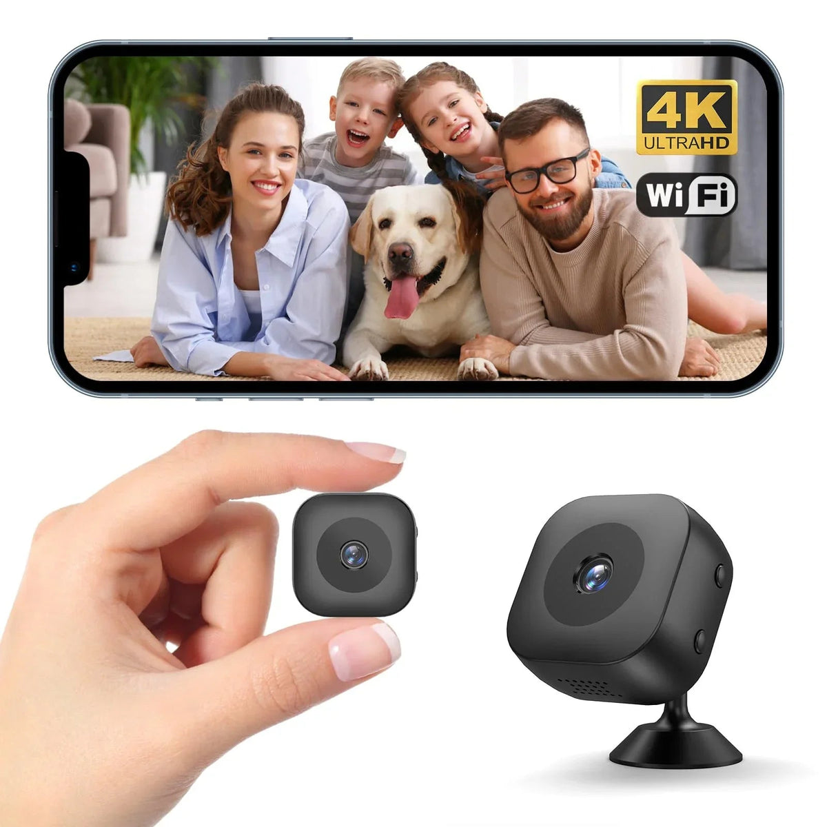 Mini-WLAN-Kamera mit Bewegungserkennung und Full HD 1080P - Kompakte Sicherheitskamera