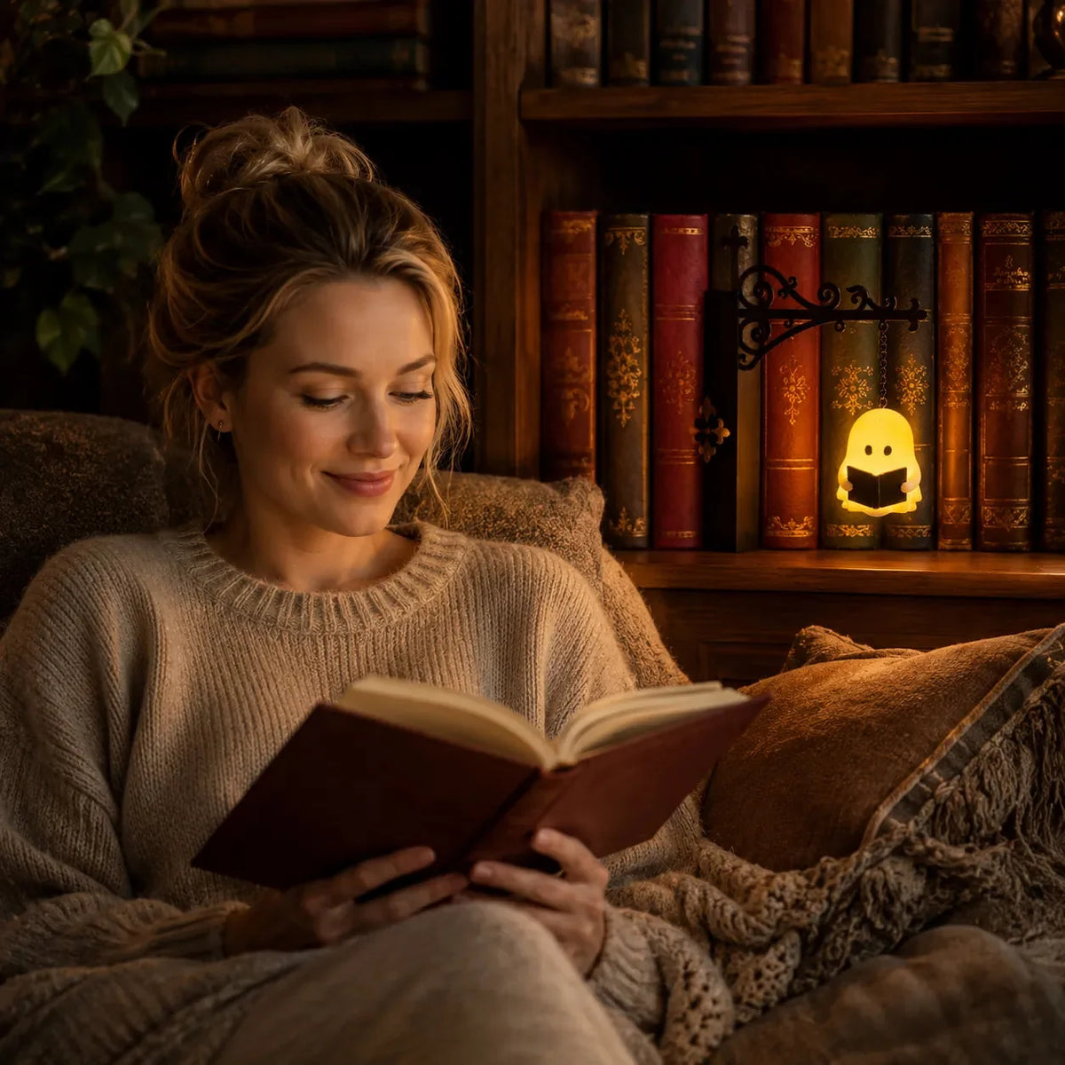 Miniatur-Hängelaterne für das Bücherregal mit warmem LED-Licht