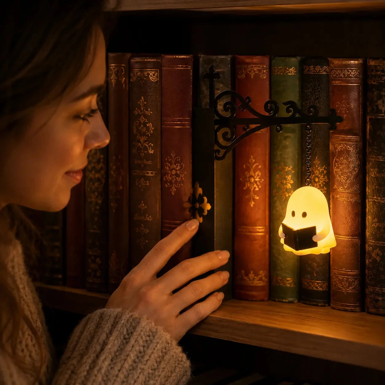 Miniatur-Hängelaterne für das Bücherregal mit warmem LED-Licht
