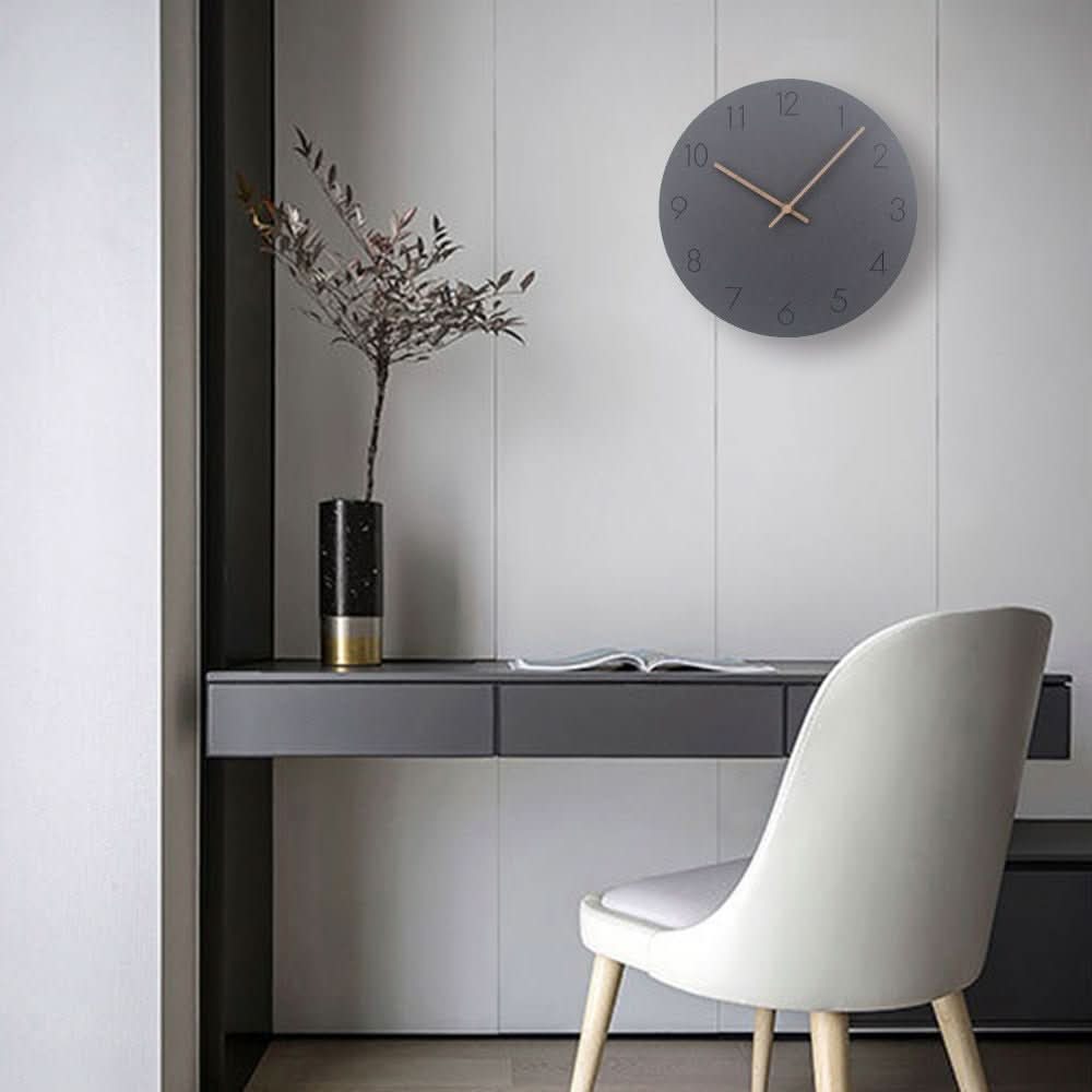 Minimalistische Wanduhr im skandinavischen Stil – Zeiger aus Holz – Leises Uhrwerk – Wohndekoration