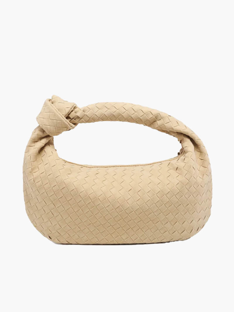 Mittelgroße geflochtene Tasche aus Wildlederimitat