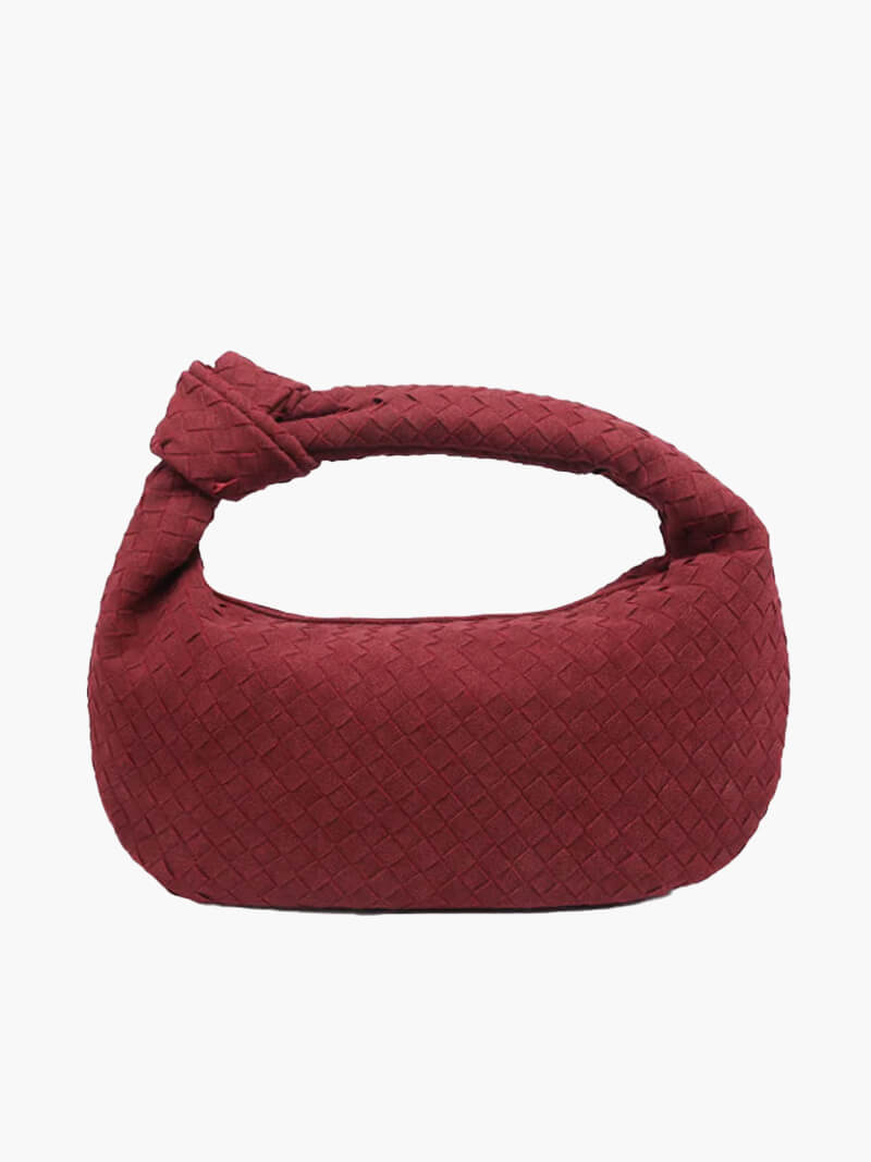Mittelgroße geflochtene Tasche aus Wildlederimitat