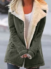 Mittellange Damen-Winterjacke aus Kunstfell