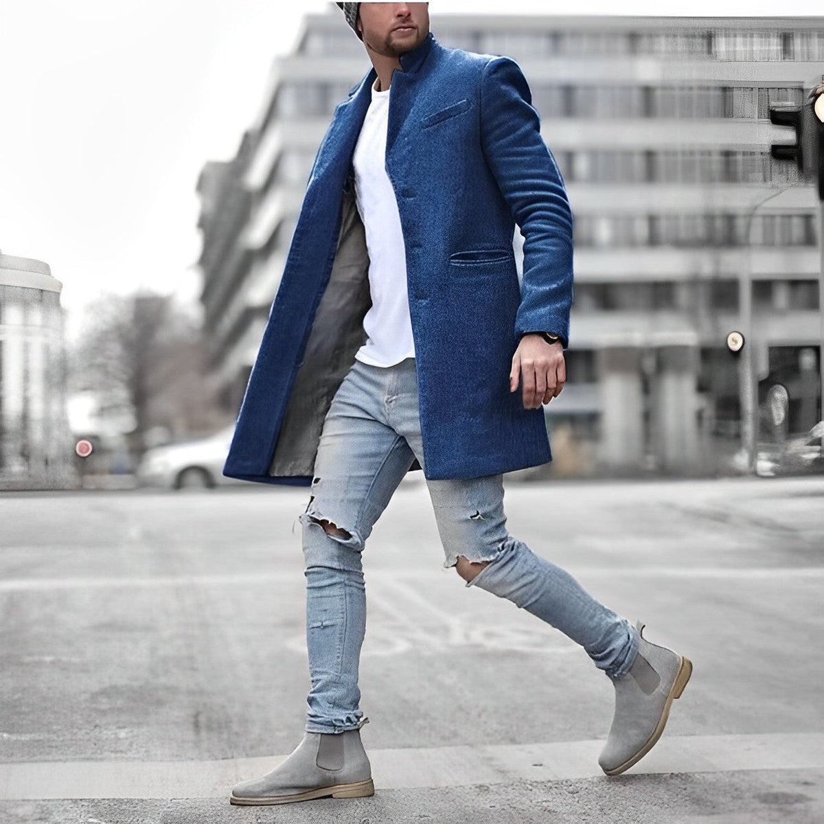 Mittellanger Slim-Fit-Herrenmantel