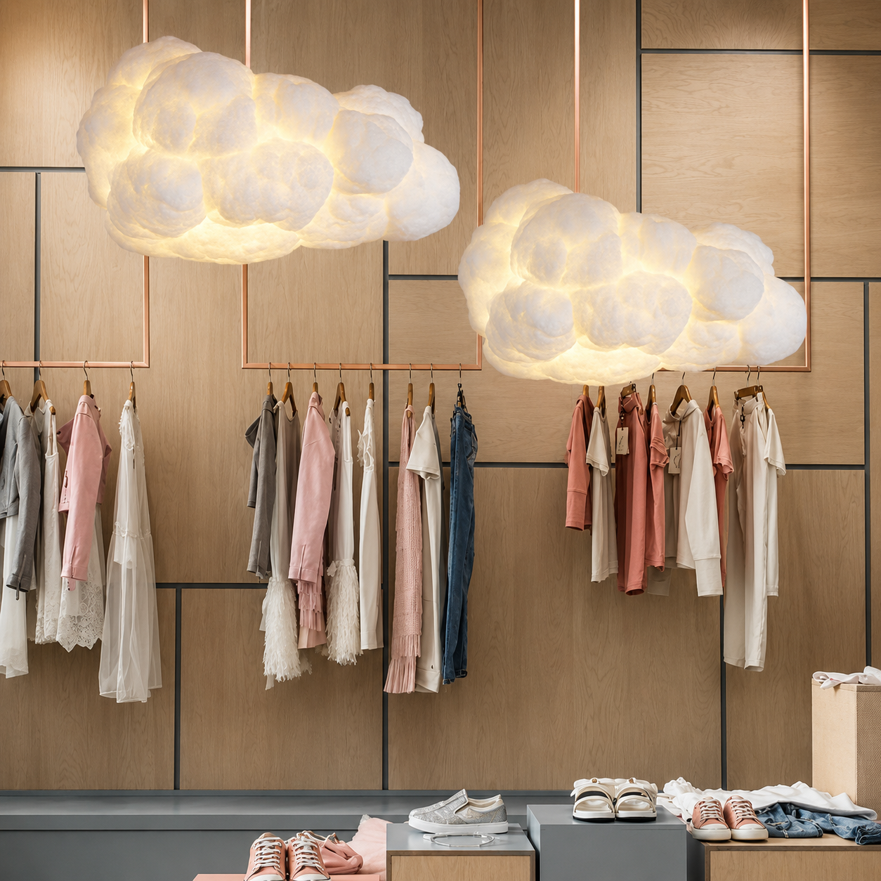 Moderne Hängelampe in Wolkenform in Weiß