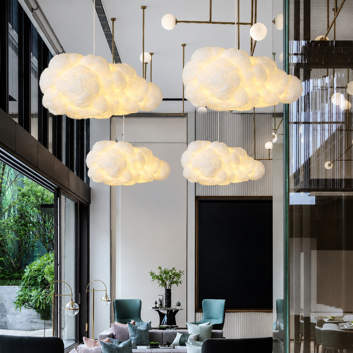 Moderne Hängelampe in Wolkenform in Weiß