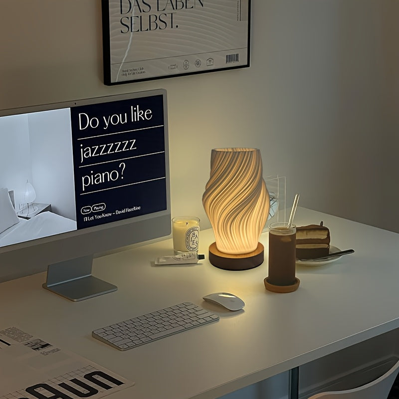 Moderne LED-Tischleuchte im Spiraldesign | Dimmbares minimalistisches Licht für Nachttisch und Schreibtisch