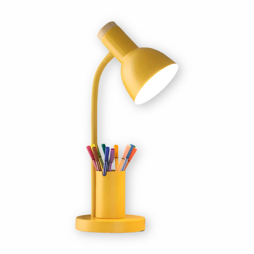 Moderne nordische LED-Tischlampe mit stilvollem Stifthalter - augenschonende Beleuchtung für Büro, Lesen und Wohnkultur