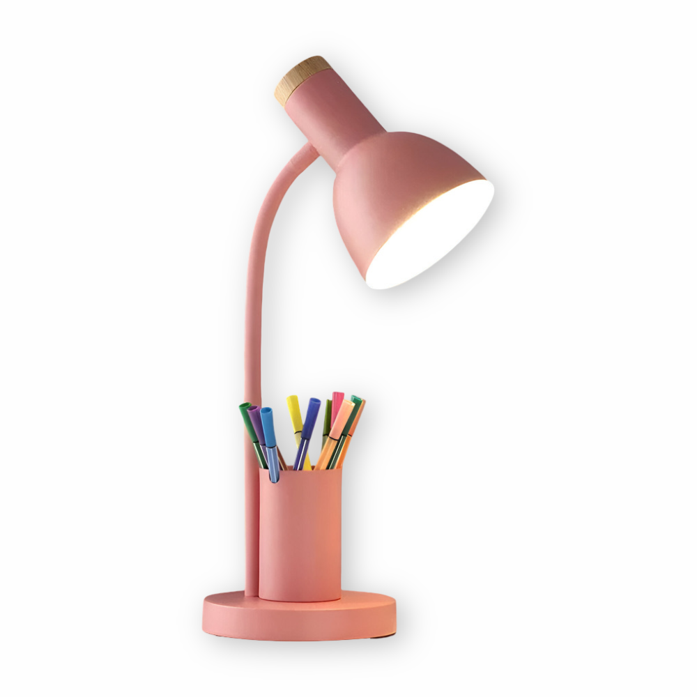 Moderne nordische LED-Tischlampe mit stilvollem Stifthalter - augenschonende Beleuchtung für Büro, Lesen und Wohnkultur