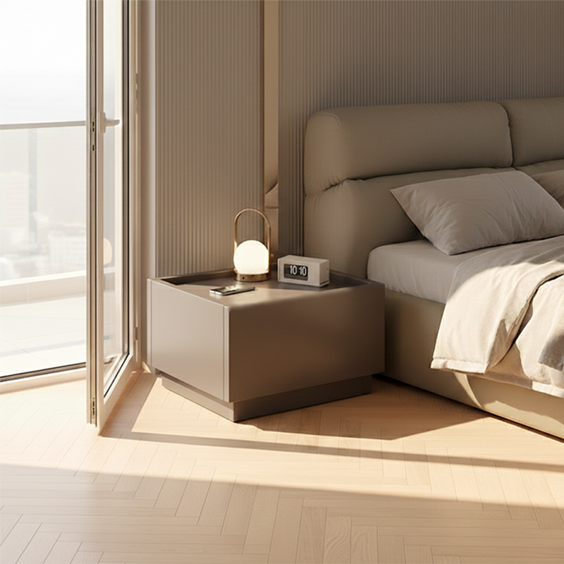 Moderner minimalistischer rechteckiger Nachttisch aus MDF, modular und einstöckig fürs Schlafzimmer