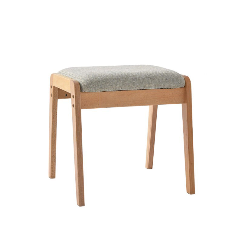 Moderner minimalistischer rechteckiger Schminktischhocker aus Massivholz und Leinen fürs Schlafzimmer
