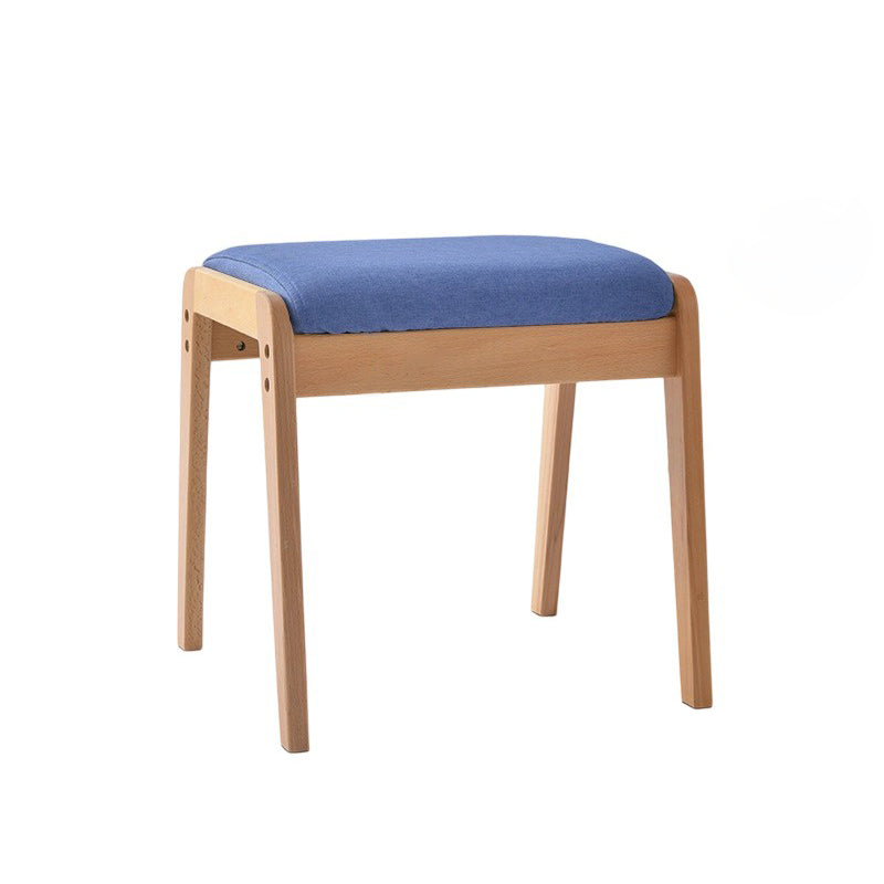 Moderner minimalistischer rechteckiger Schminktischhocker aus Massivholz und Leinen fürs Schlafzimmer