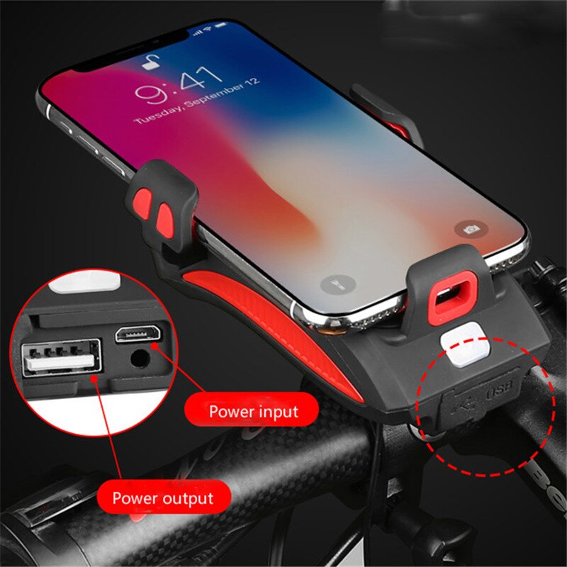 Multifunktionale Fahrrad-Handyhalterung mit Licht und Powerbank