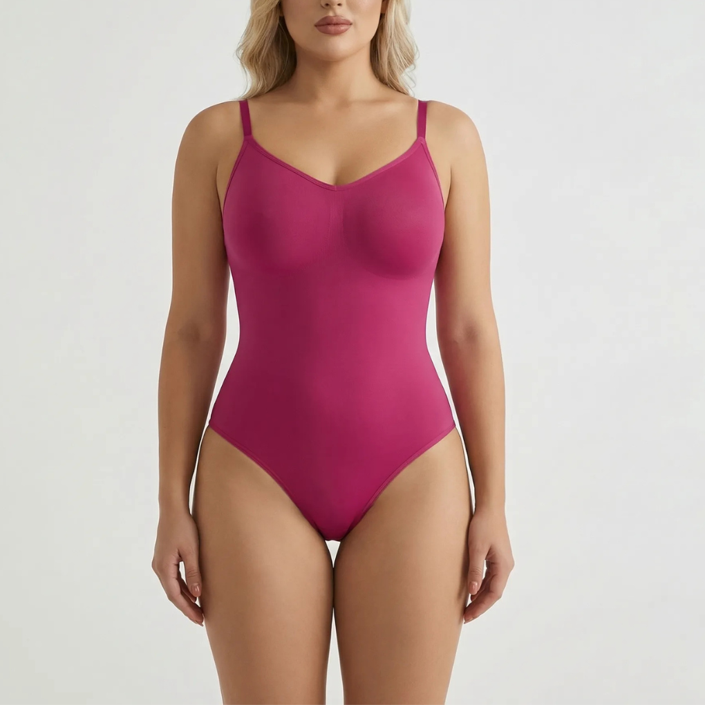 Nahtloser, figurbetonter Body mit Spaghettiträgern