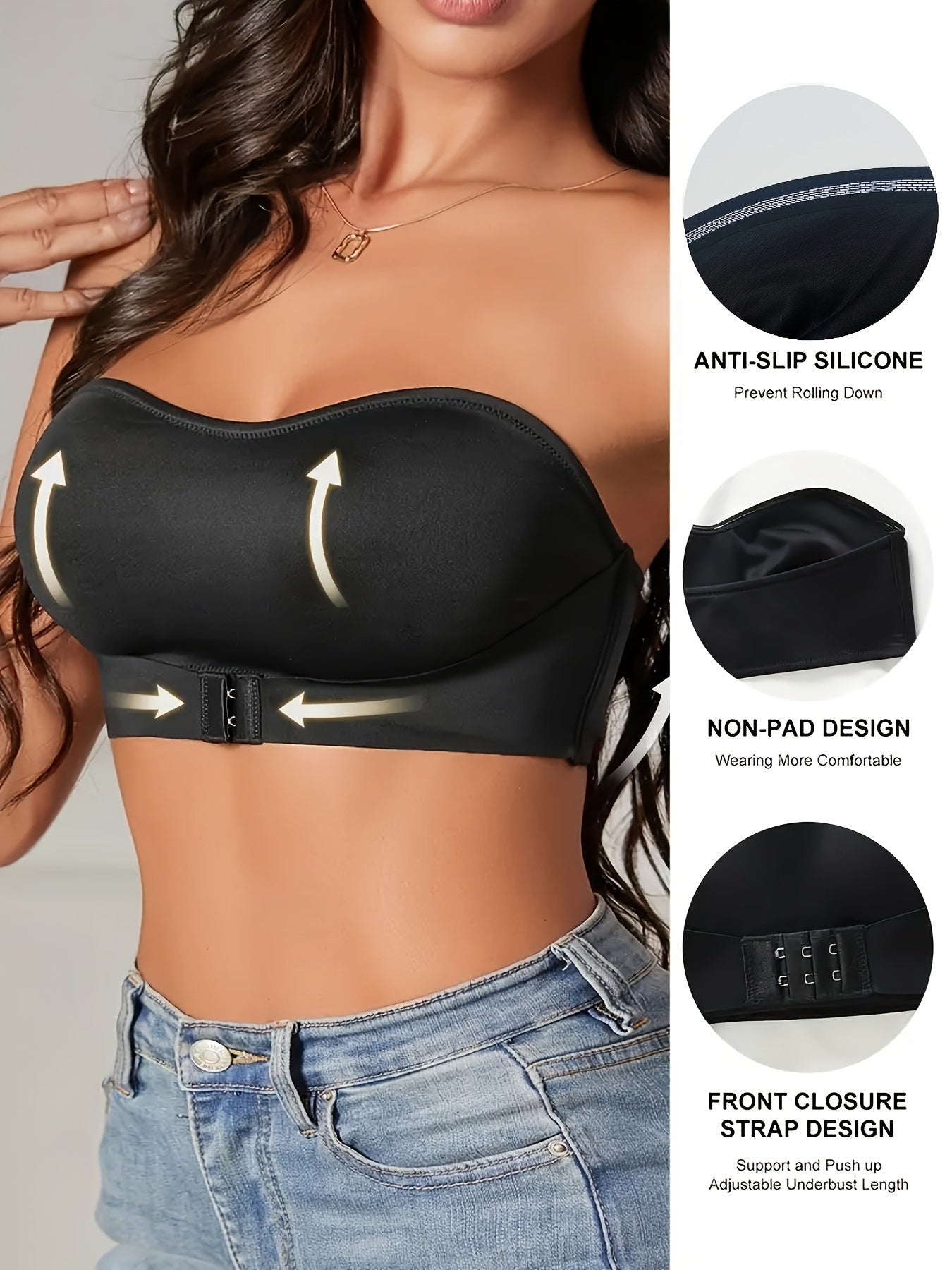 Nahtloser rutschfester Bandeau-Sport-BH - Komfort und Stil