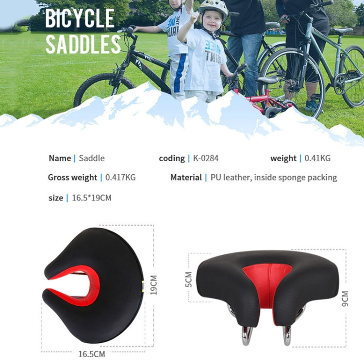 Nasenloser Fahrradsattel für Mountainbikes mit dicker, weicher Polsterung (Schwarz)