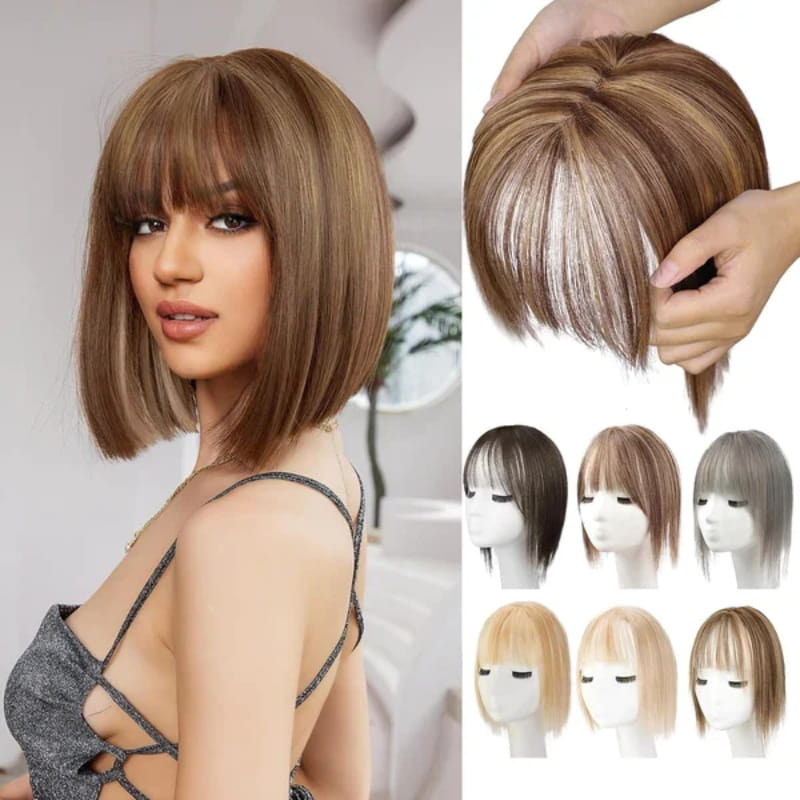 Natürliches Haarteil mit Pony für Damen