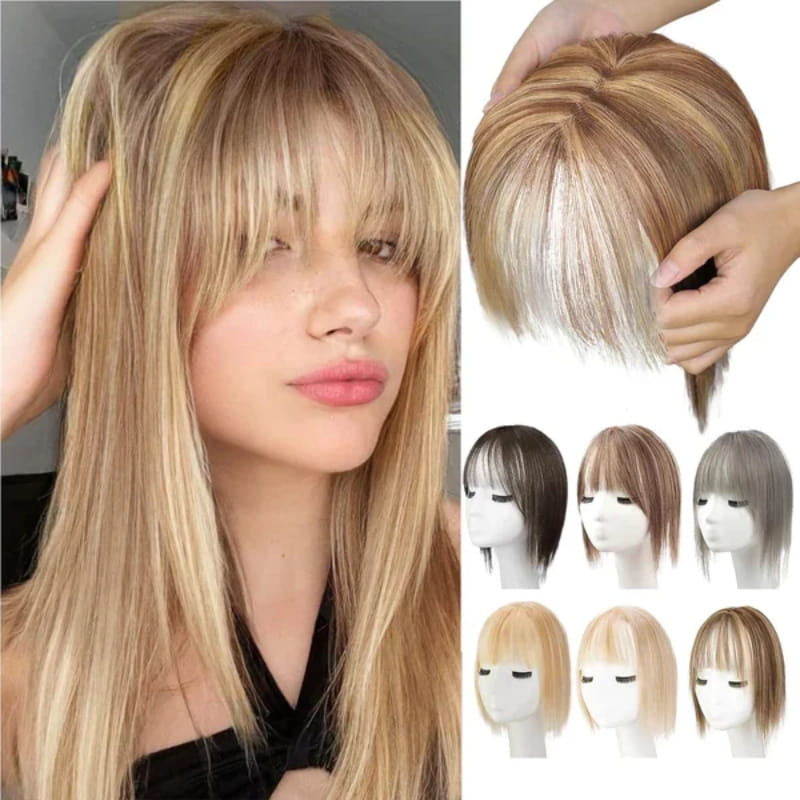 Natürliches Haarteil mit Pony für Damen