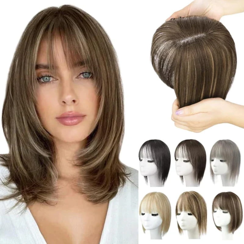 Natürliches Haarteil mit Pony für Damen