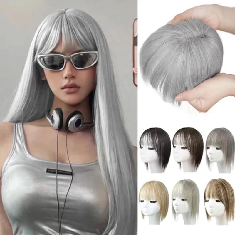 Natürliches Haarteil mit Pony für Damen