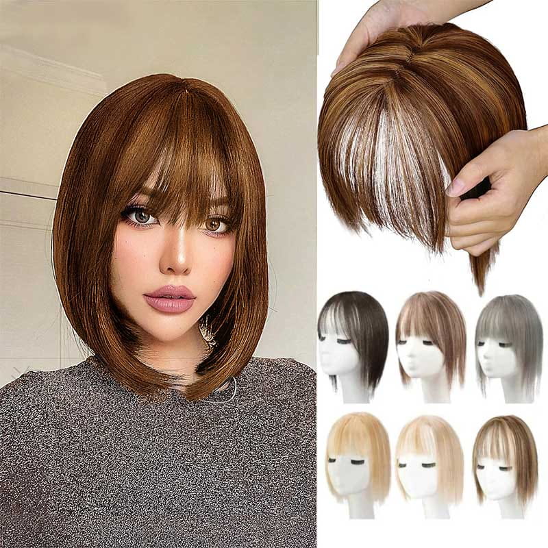Natürliches Haarteil mit Pony für Damen