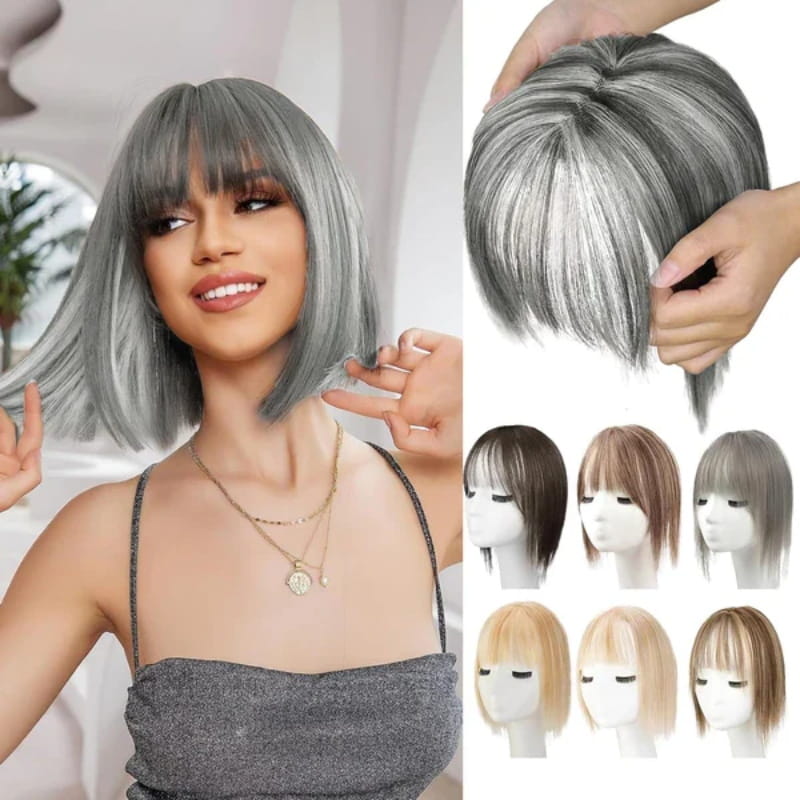 Natürliches Haarteil mit Pony für Damen