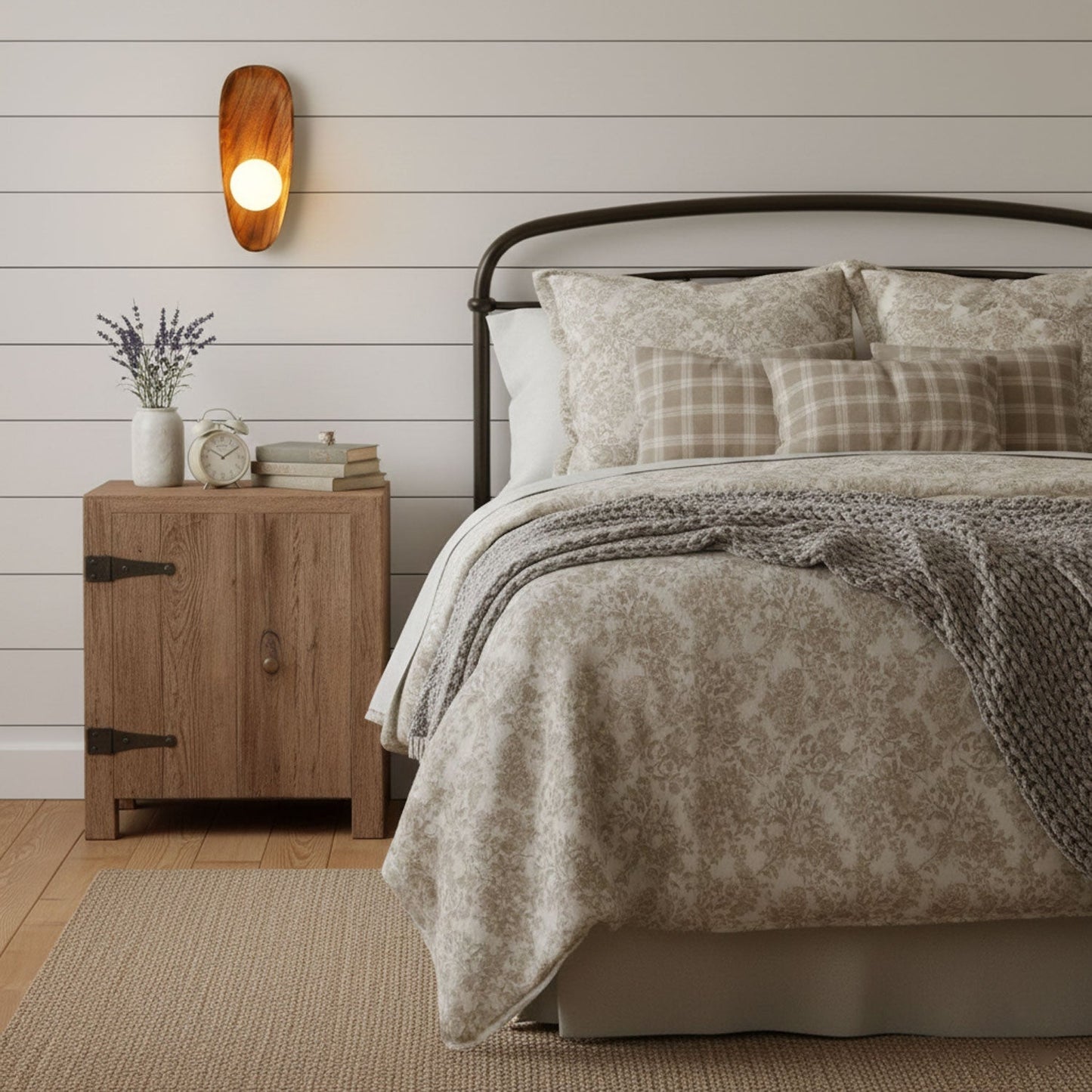 Nordisch-minimalistische LED-Wandleuchte mit Naturholz-Akzent