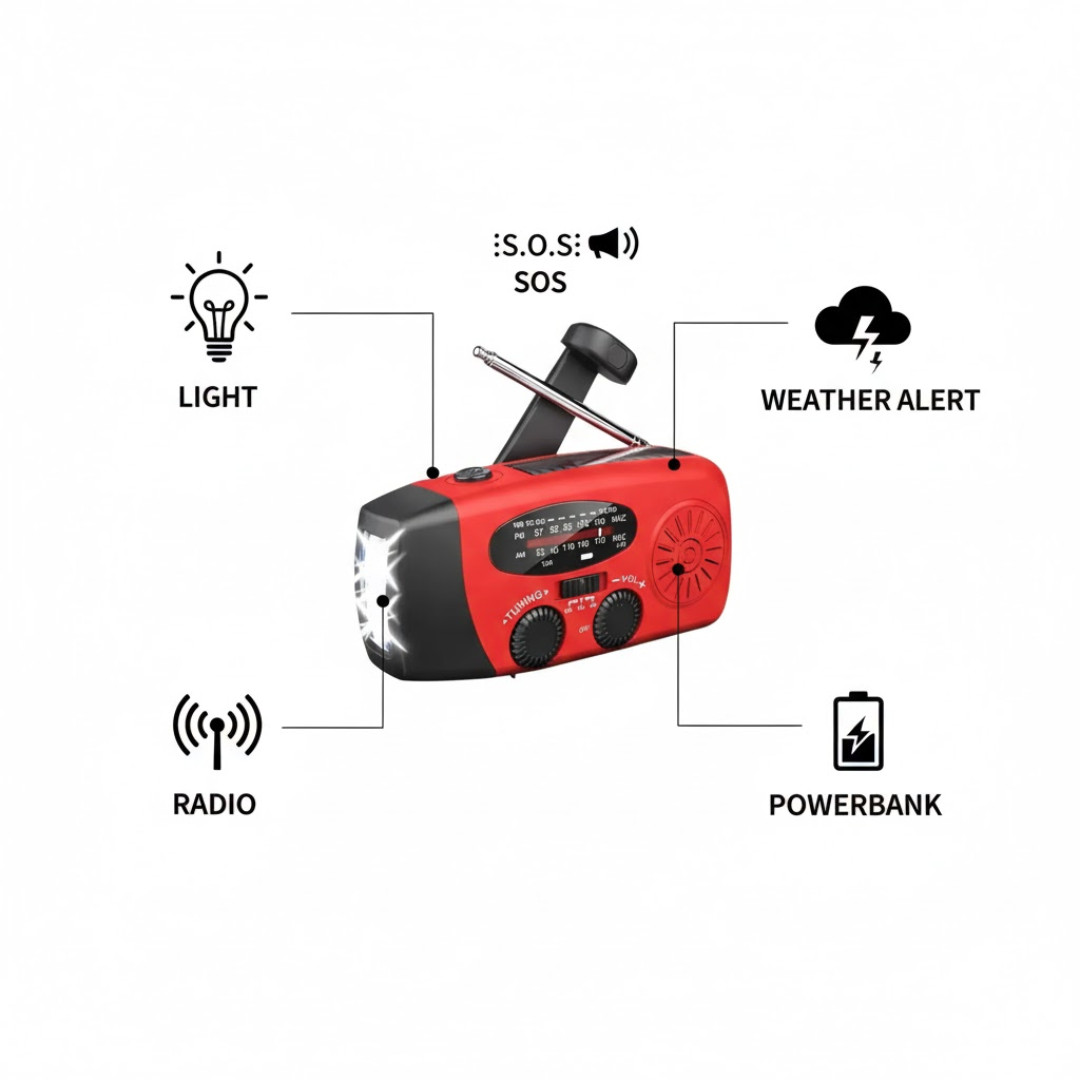 Notfallradio mit Handkurbel und Solarpanel