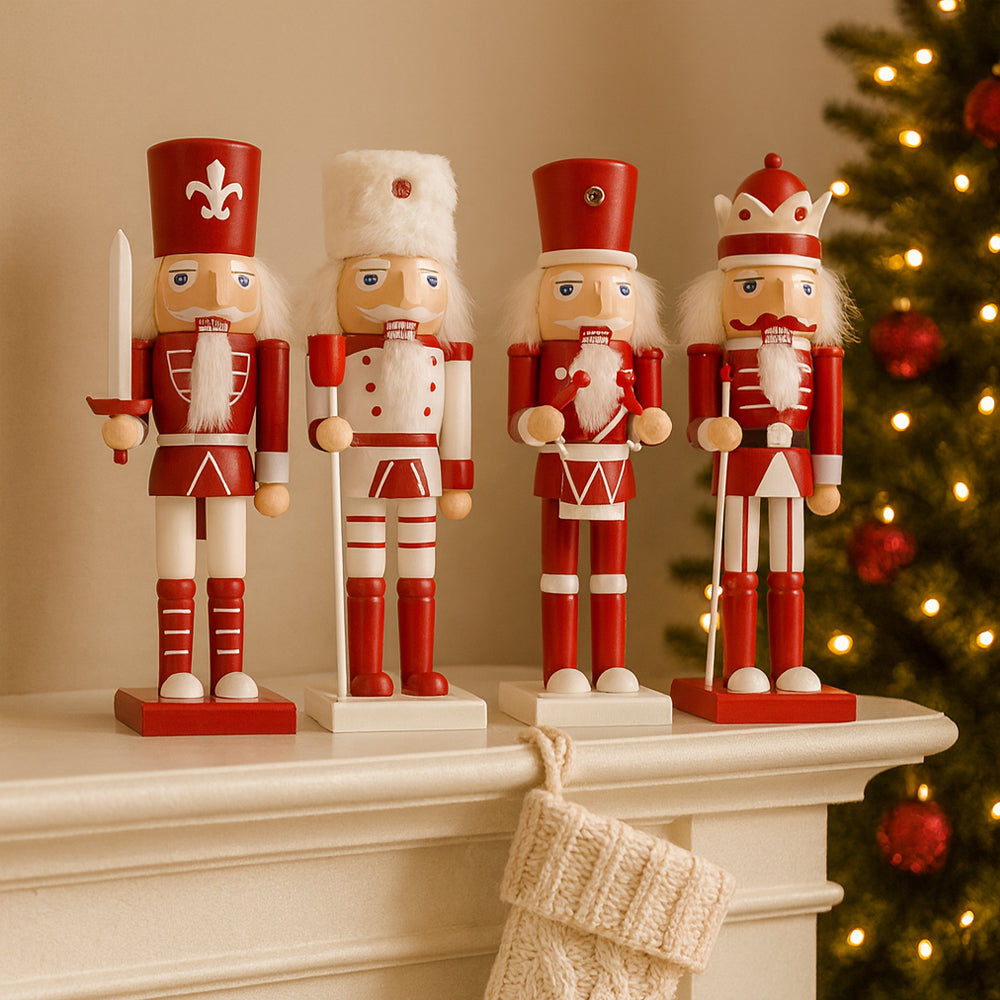 Nussknacker-Figuren aus Holz – 24 cm, 4er-Set