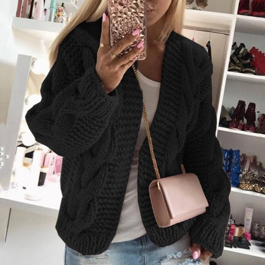 Offene Grobstrick-Strickjacke im Oversize-Look für Damen