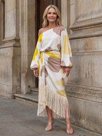 One-Shoulder-Wickelkleid in Midilänge für Damen