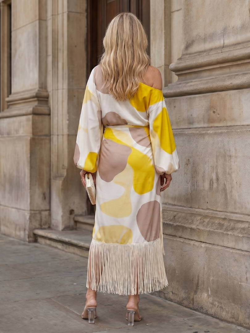 One-Shoulder-Wickelkleid in Midilänge für Damen
