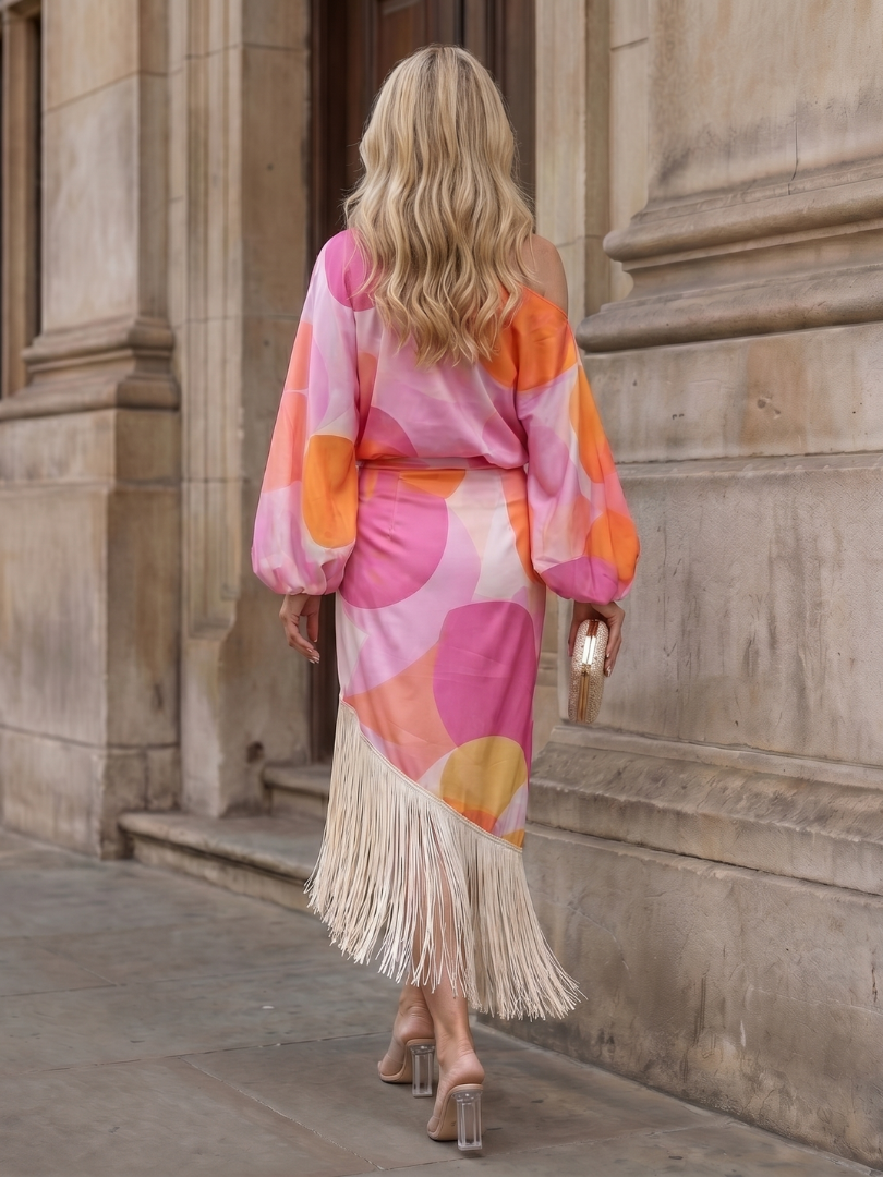 One-Shoulder-Wickelkleid in Midilänge für Damen