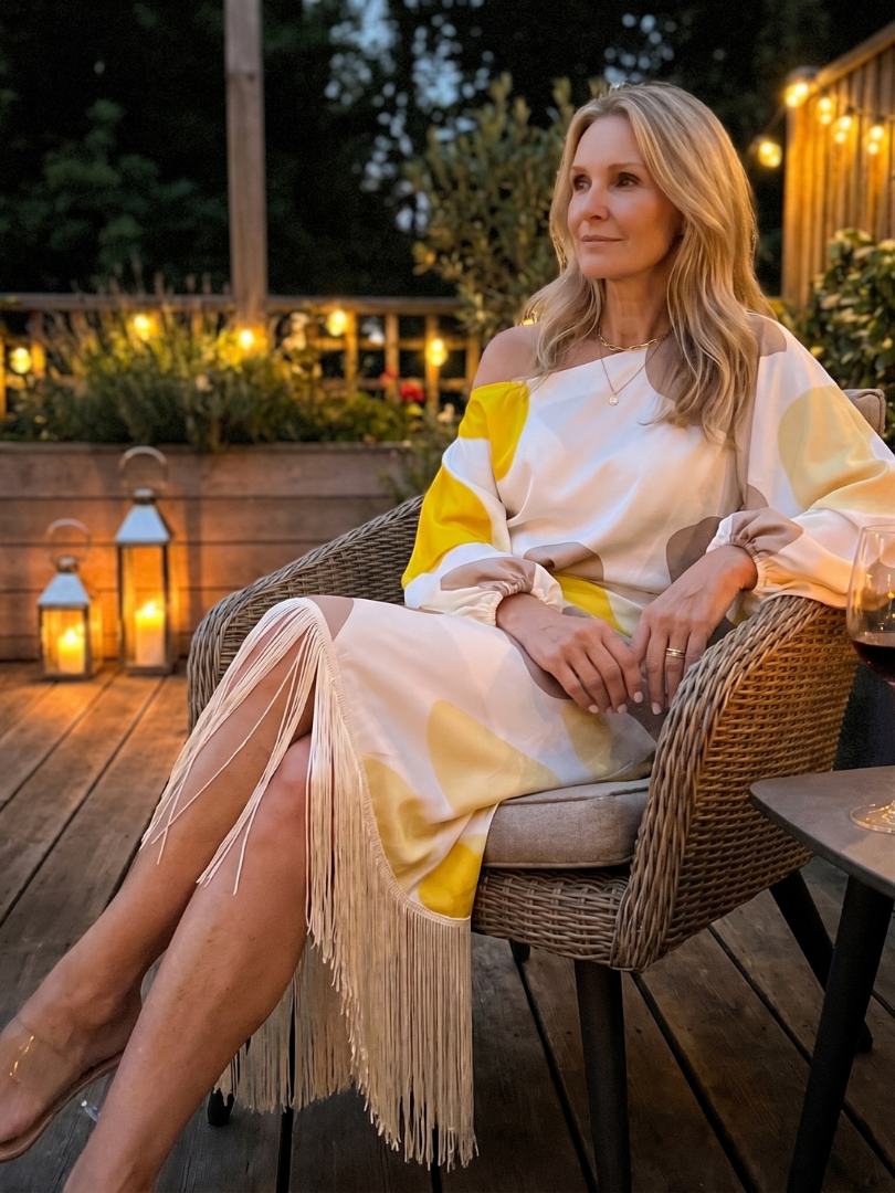 One-Shoulder-Wickelkleid in Midilänge für Damen