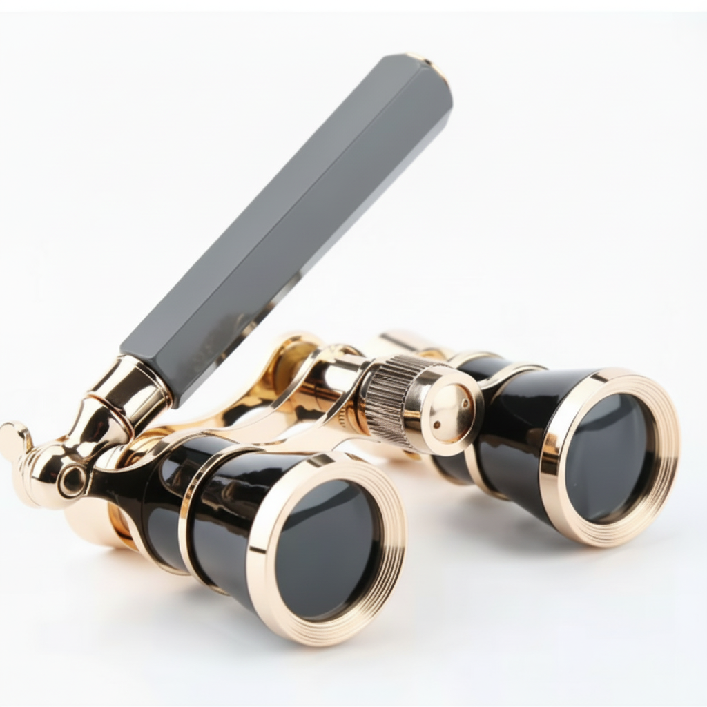 Opernglas mit klappbarem Griff und klarer Optik
