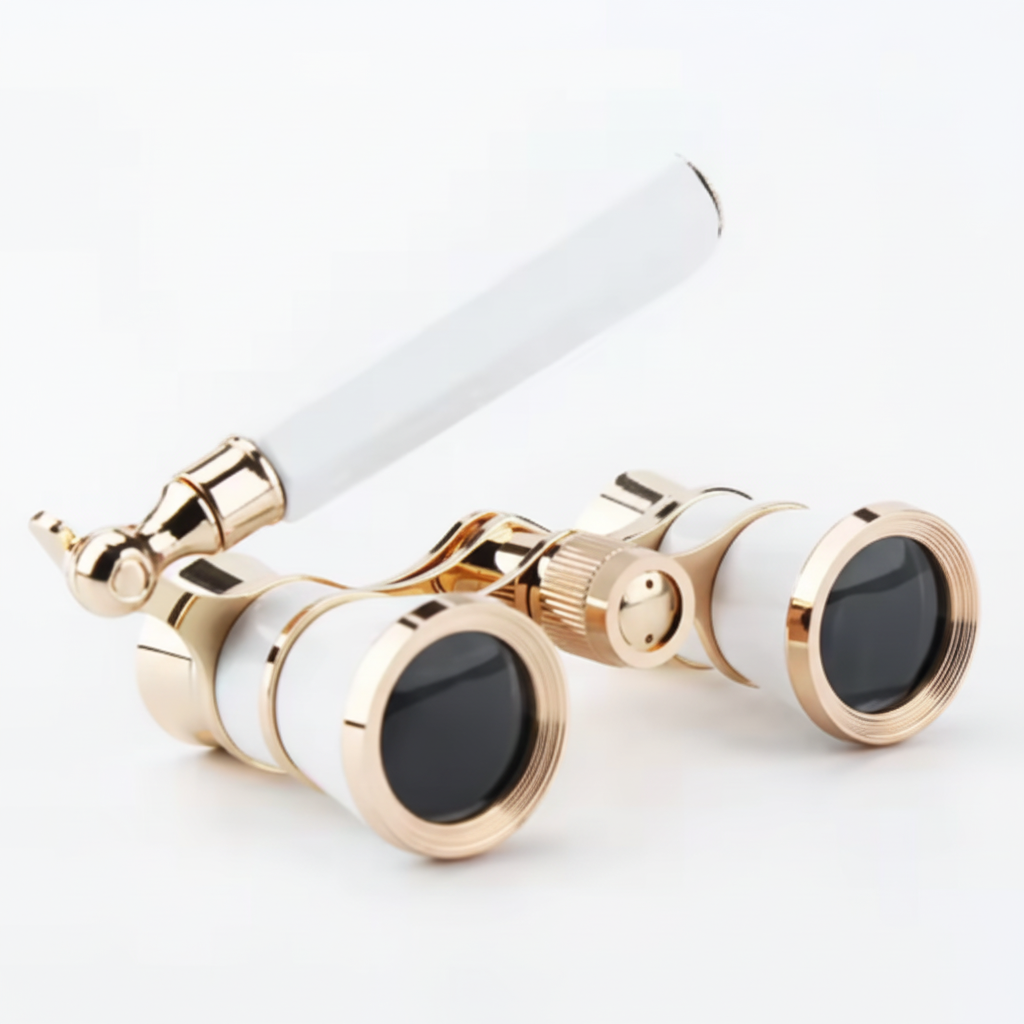 Opernglas mit klappbarem Griff und klarer Optik