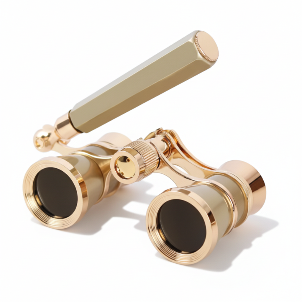 Opernglas mit klappbarem Griff und klarer Optik