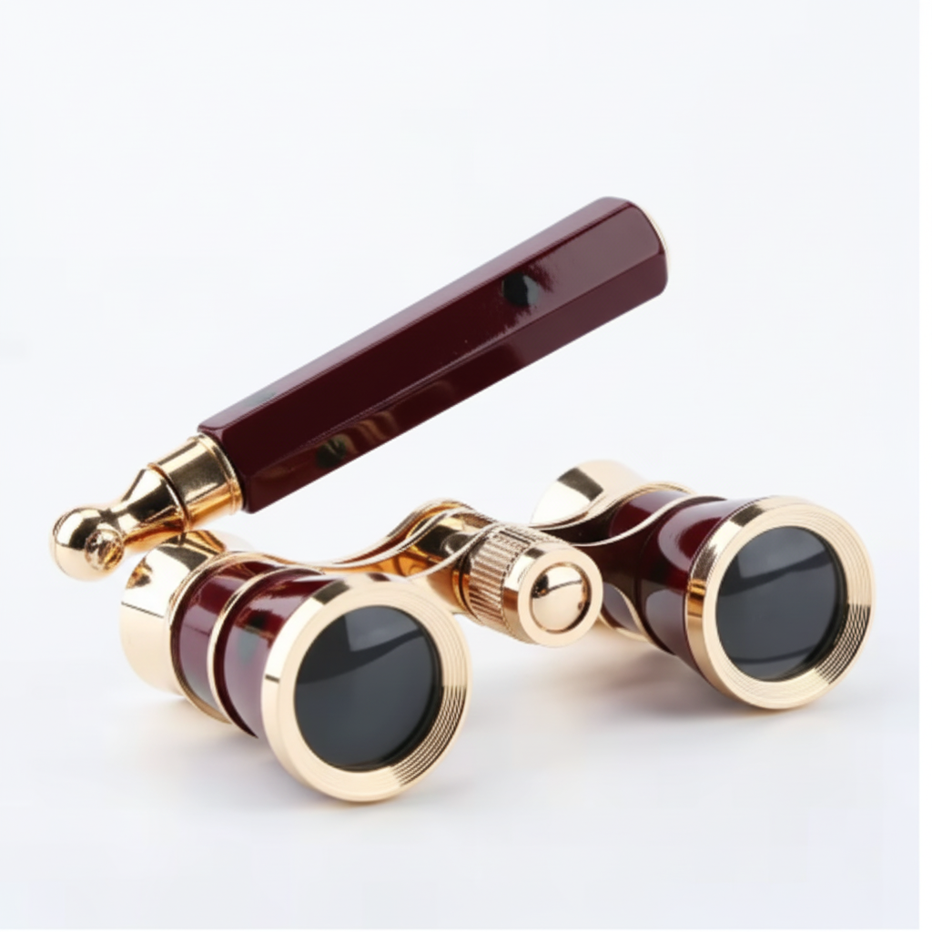 Opernglas mit klappbarem Griff und klarer Optik