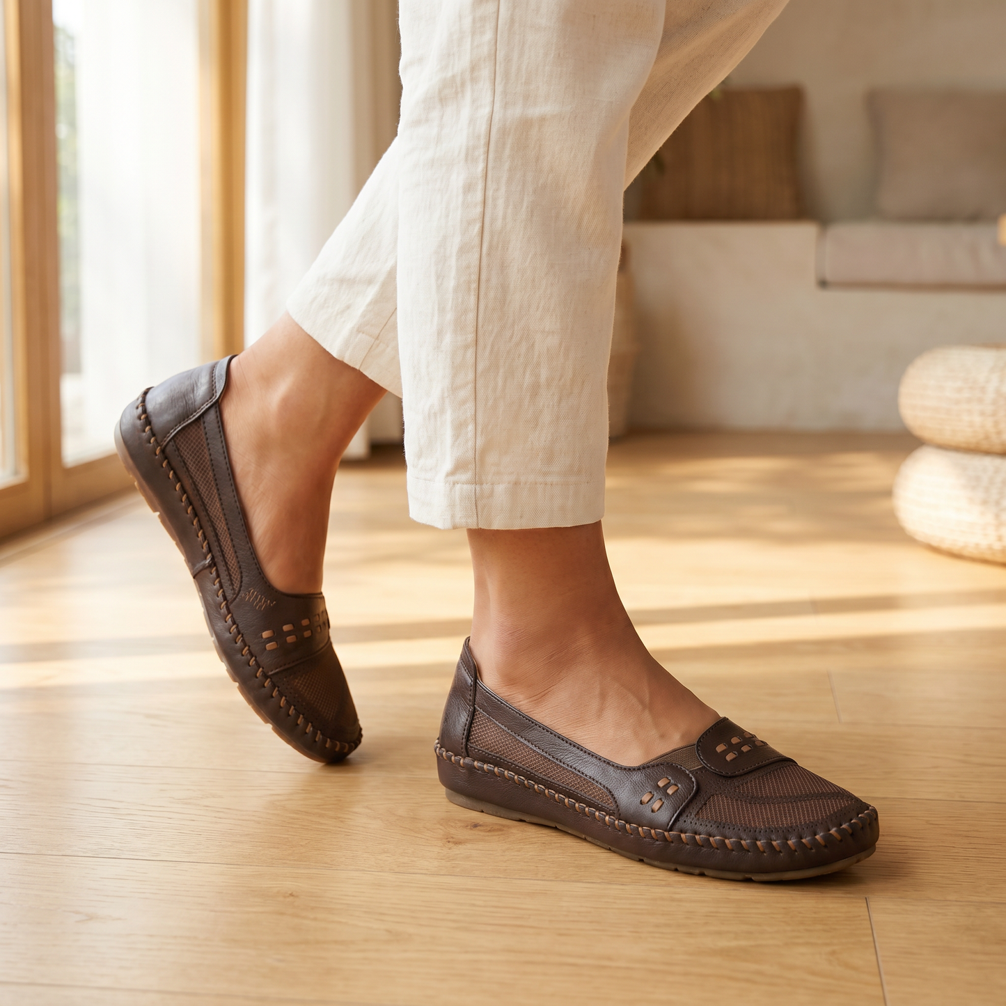 Orthopädische Damen-Slipper mit gepolsterter Fußgewölbestütze | Bequeme und stützende flache Schuhe